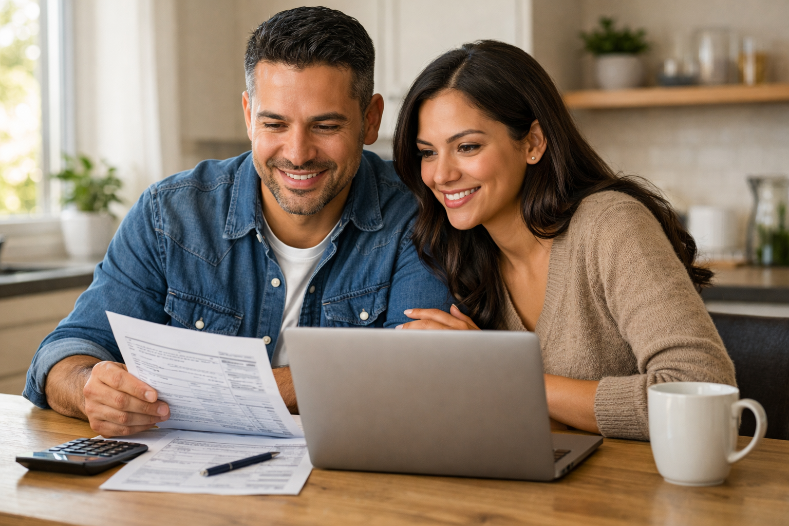 Couple reviewing finances