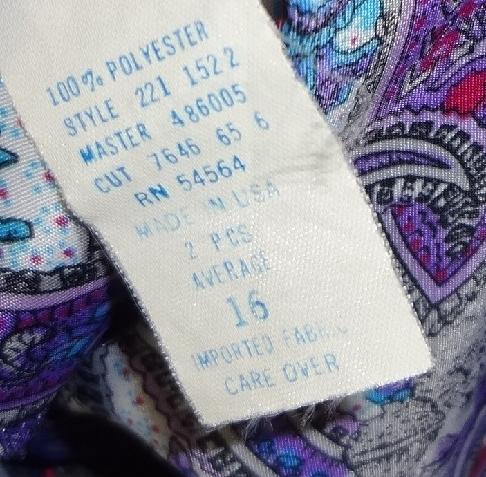 Vintage Lucy Pellini Purple & White Paisley Floral Print Blouson Dress Size 16