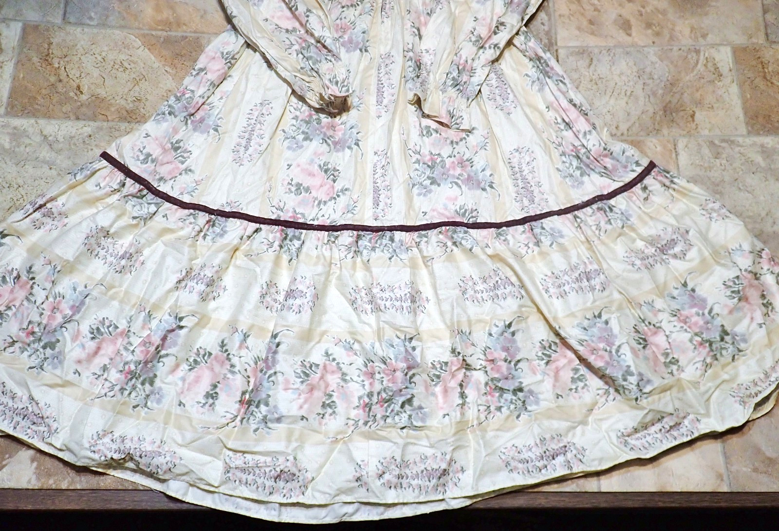 Vintage 70s ACT I New York Boho Prairie Dress Velvet Corset Calico Floral XXS/XS