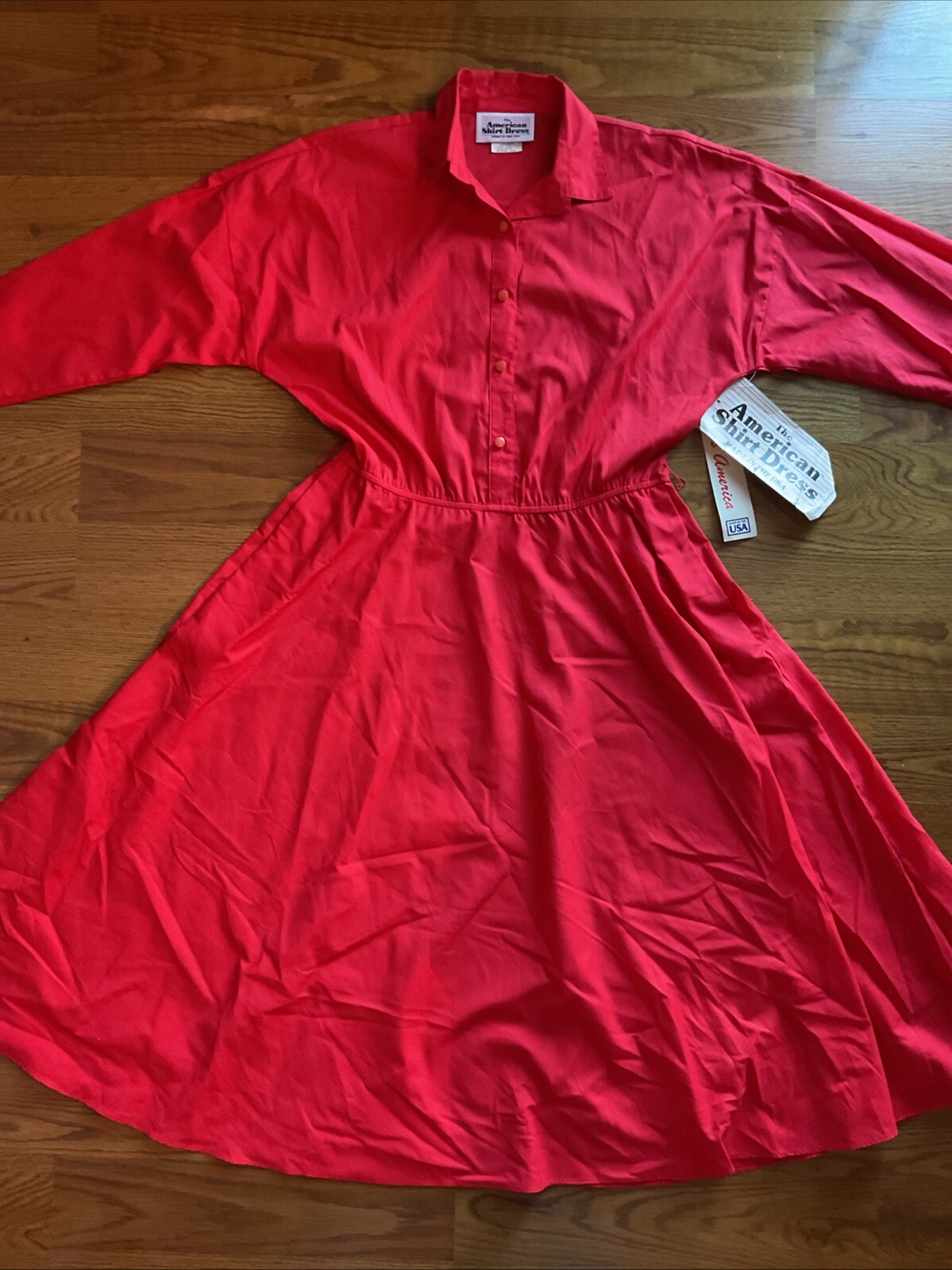 Vintage The American Shirt Dress Red Fit And Flair Dress Size 10 1970s NWT USA