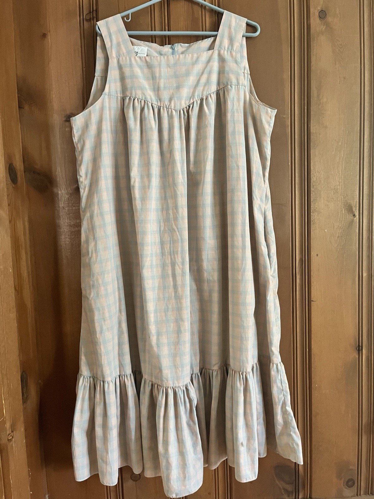 Vintage Plaid House Dress 1980s to 1990s Sleeveless XL 14 16