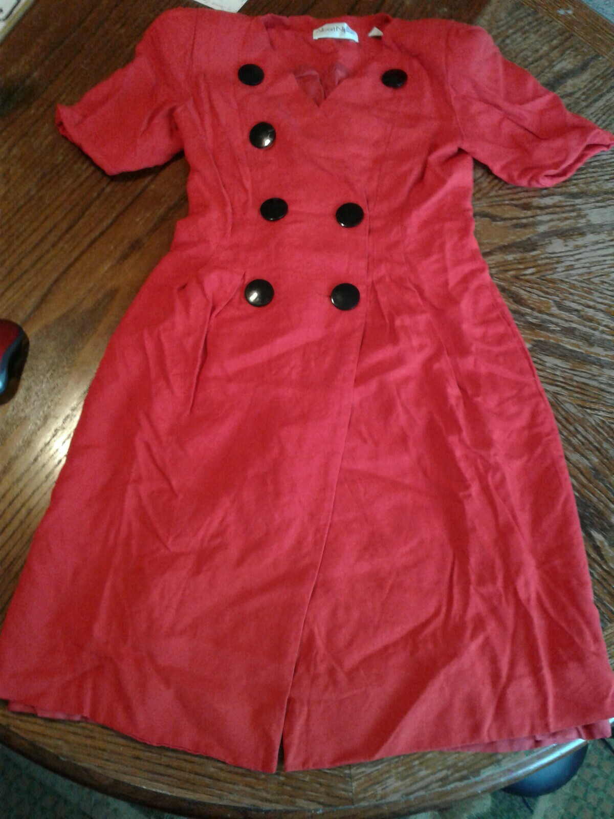 Vintage Albert Nipon Red Button Down Dress Womens Size 4 (cb17)