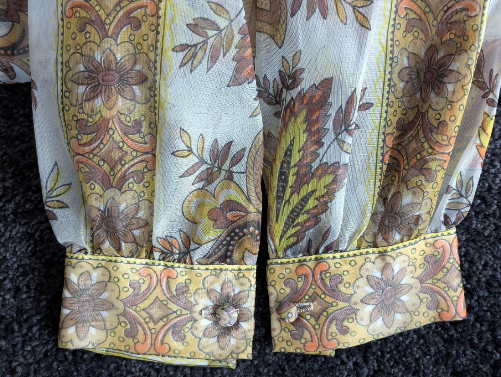 Avalon Classics VTG 1970’s Hostess Dress Maxi Empire Waist Sheer Floral Sz 12/14