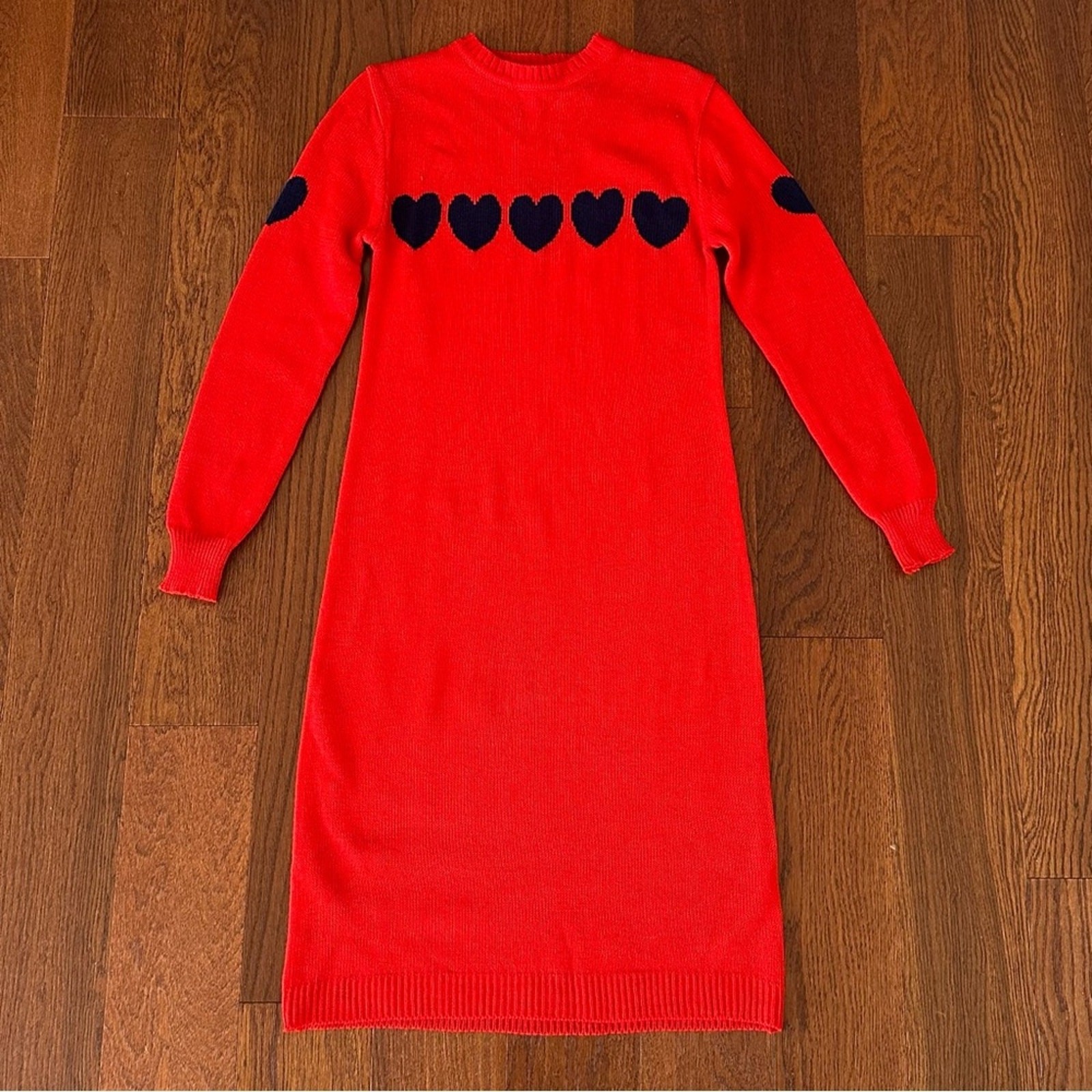 Vintage Sweater Dress with Hearts by Eclipse size M 80s Dress