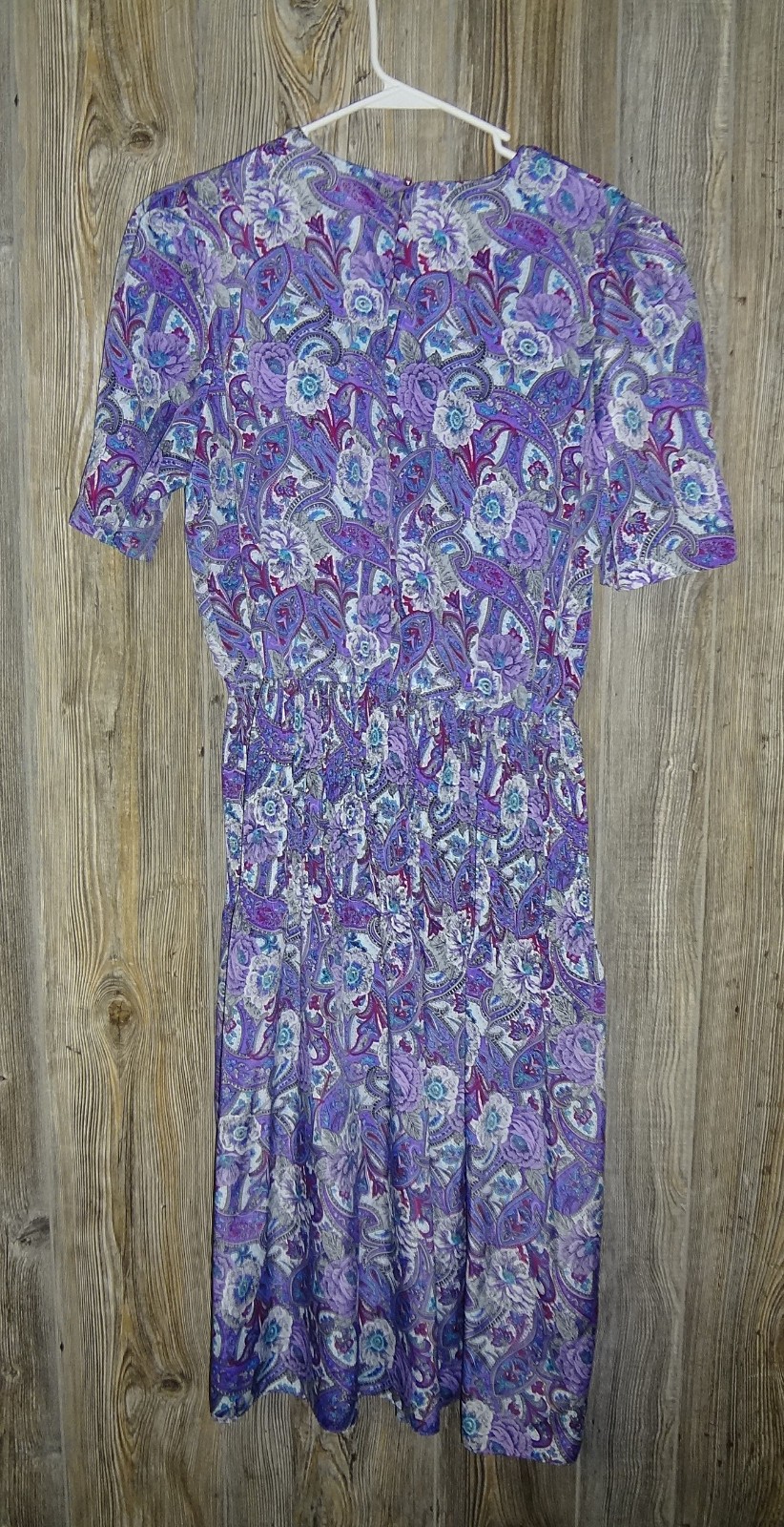 Vintage Lucy Pellini Purple & White Paisley Floral Print Blouson Dress Size 16