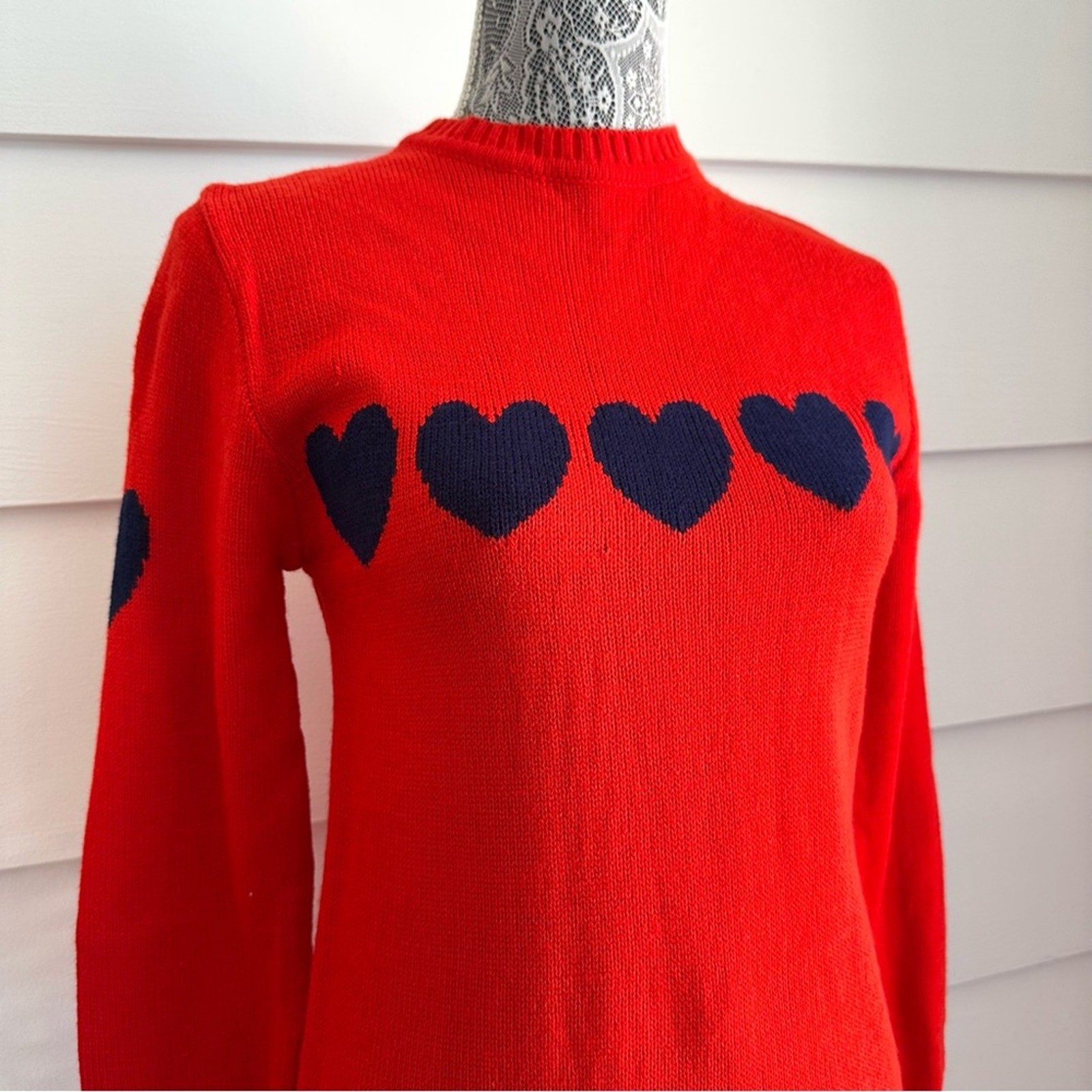 Vintage Sweater Dress with Hearts by Eclipse size M 80s Dress