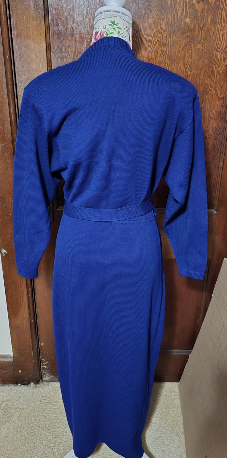 Vintage Electric Blue Knit Wrap Dress By St.john By Marie Gray
