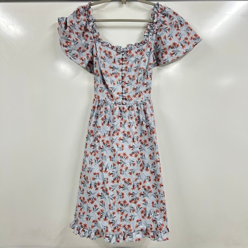Cal Meets Glam for Anthropologie Floral Puff Sleeve Midi Dress Romantic Cottage