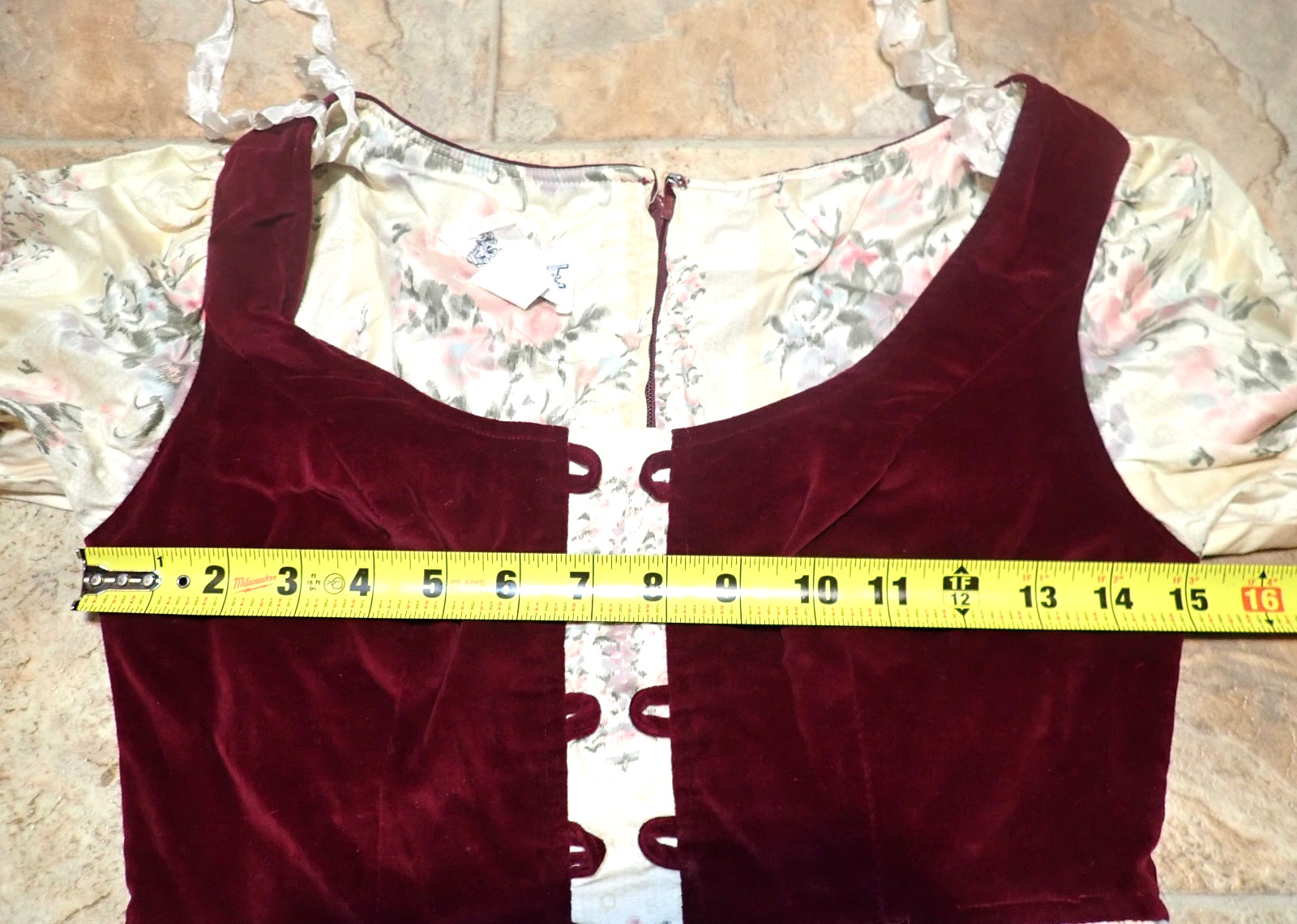 Vintage 70s ACT I New York Boho Prairie Dress Velvet Corset Calico Floral XXS/XS