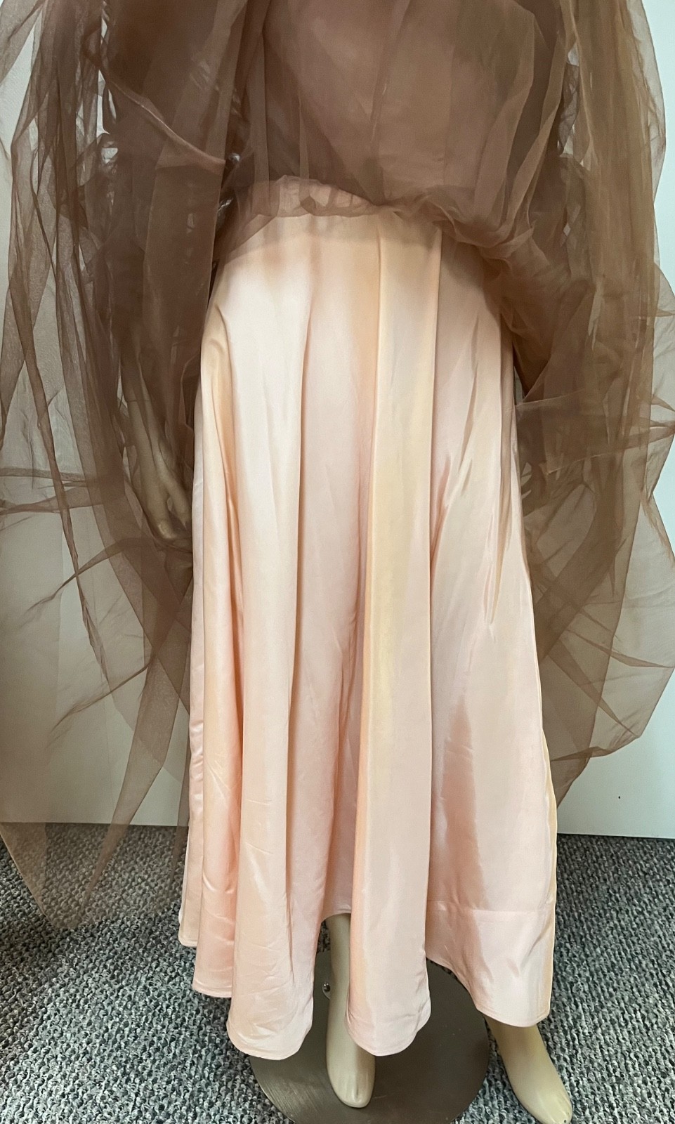 Vintage 1950s Copper Netting Caped Neckline Nylon Cocktail Dress Bust 34 AS IS