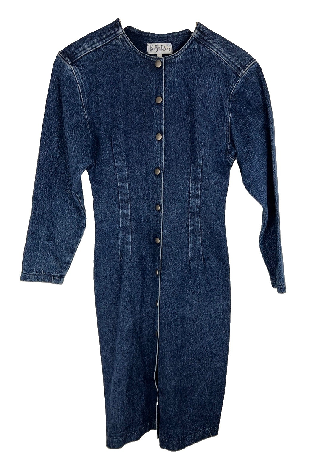 Vintage 90s Denim Long Sleeve Dress Size 7 USA Made Y2K Western Cowgirl