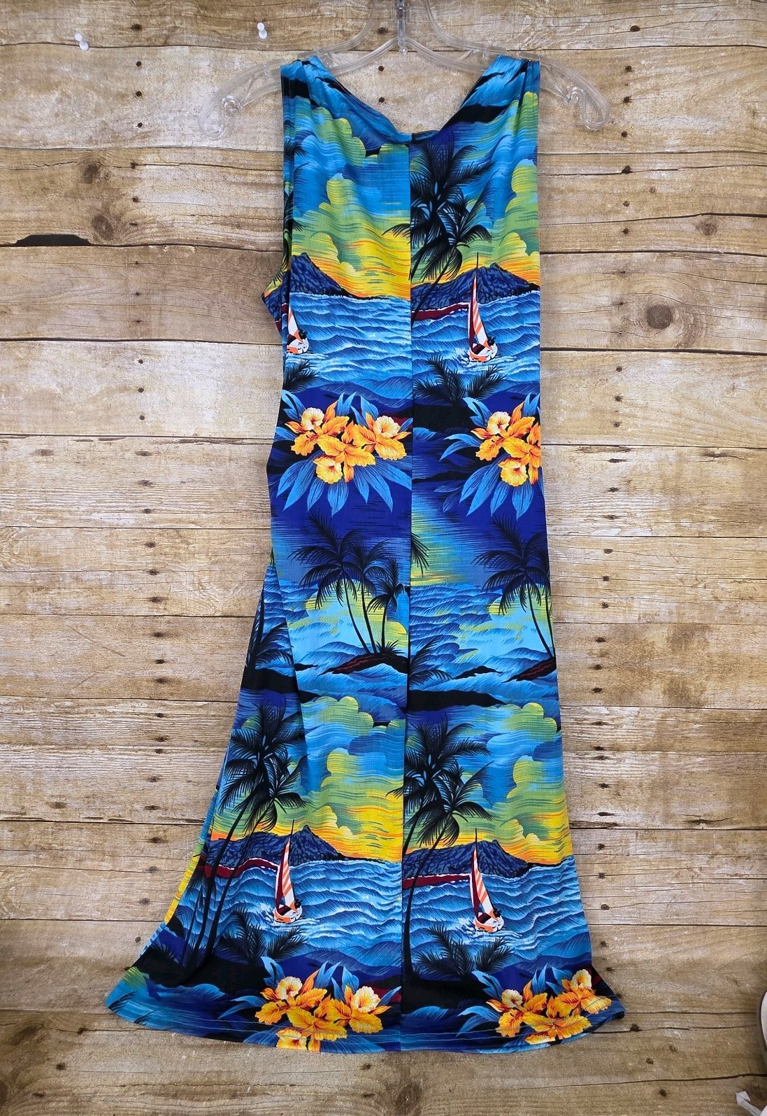 Vtg Jananas Tropical Wrap Dress Womens Sz L Summer Beach Tie Hawaiian Floral USA