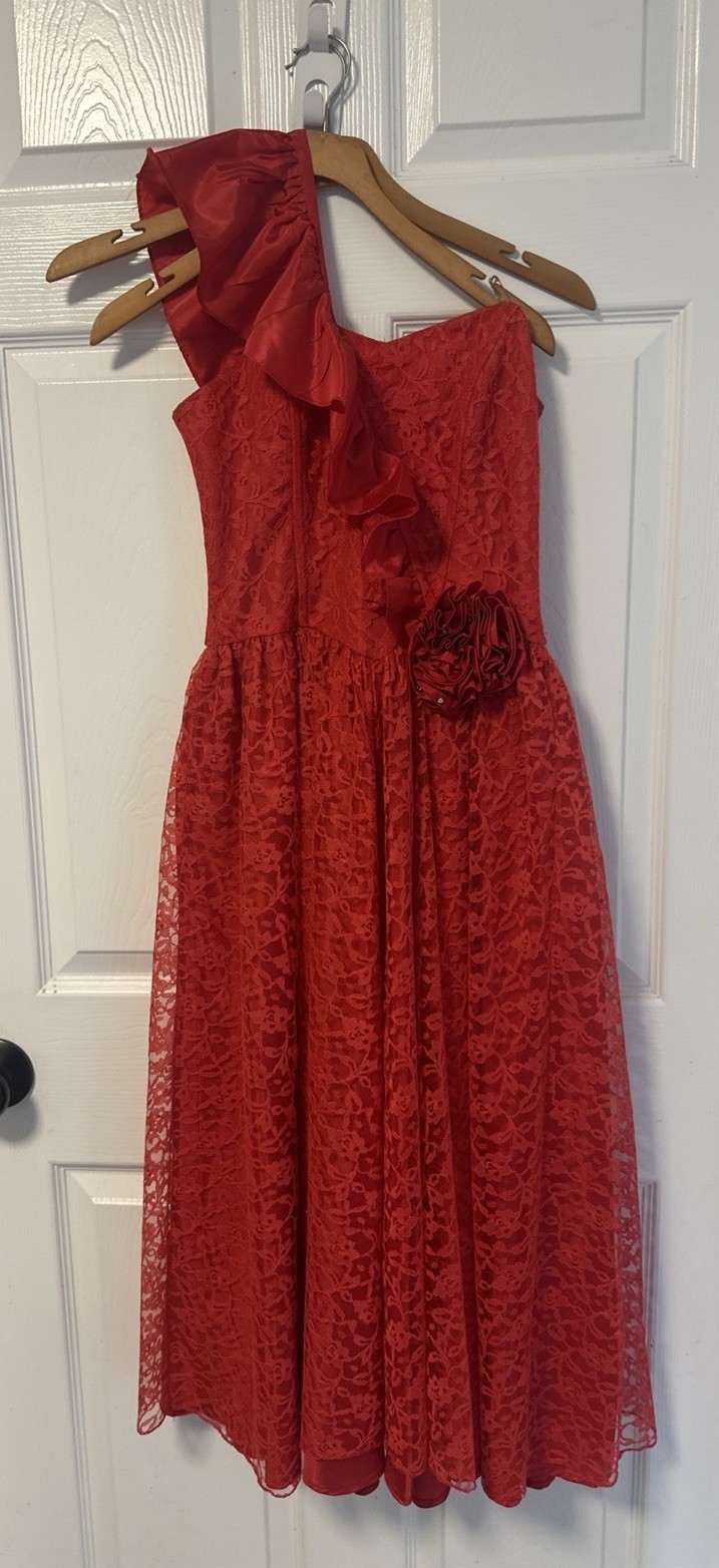 American Vintage Victorian 80s Lace Dress Women’s Size Sm Red Party