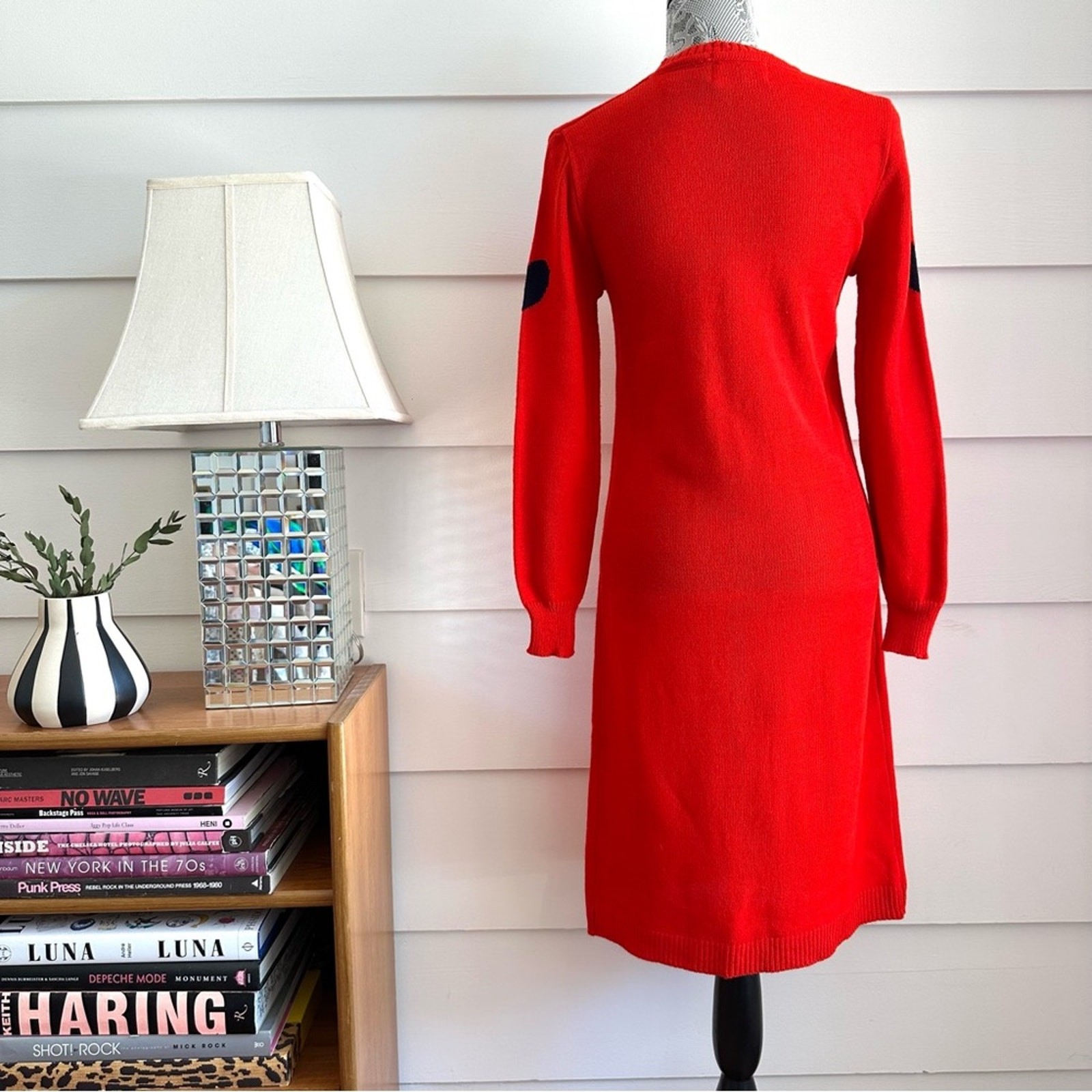 Vintage Sweater Dress with Hearts by Eclipse size M 80s Dress