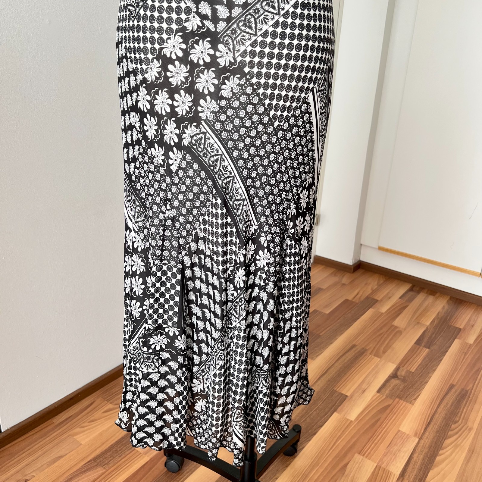 90s Bias Cut Graphic Print Midi Dress Y2K Flutter Sleeve V Neck Fairy Whimsygoth