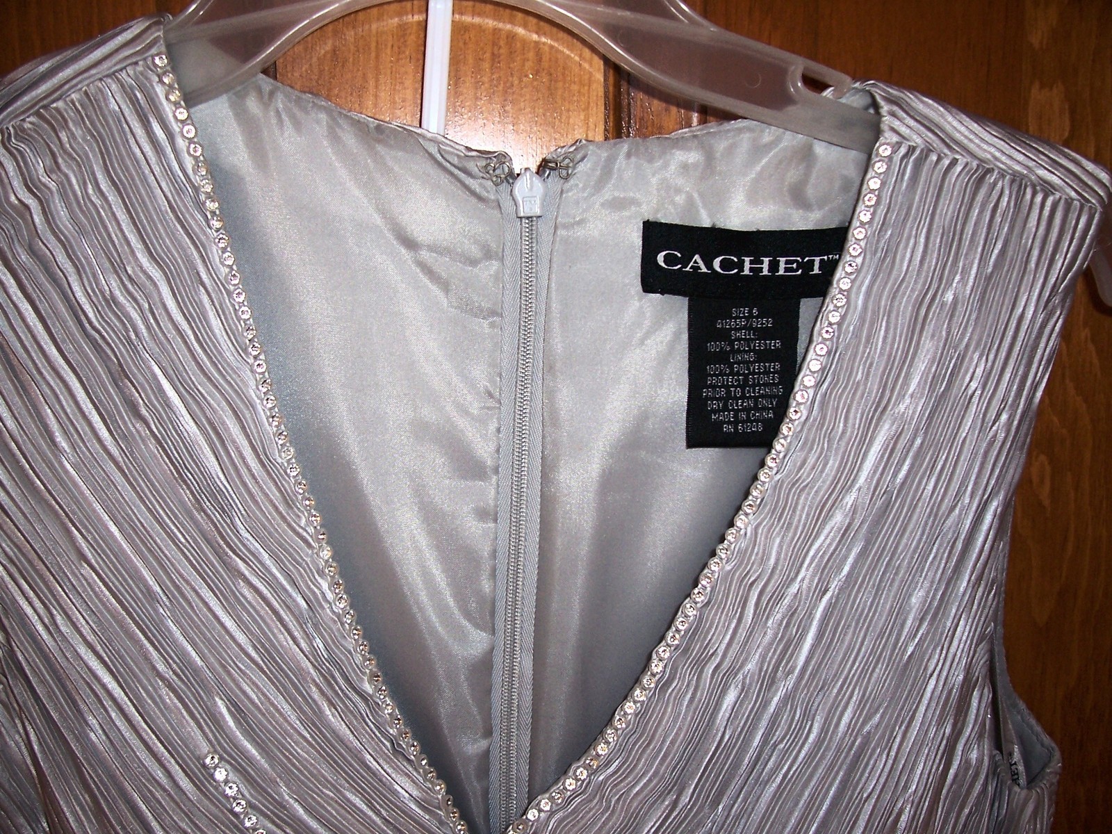 CACHET GRAY SILVER GOWN EVENING DRESS MOTHER OF BRIDE FAUX 2 PIECE SHAWL SIZE 6
