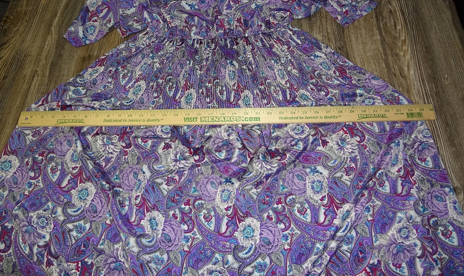 Vintage Lucy Pellini Purple & White Paisley Floral Print Blouson Dress Size 16