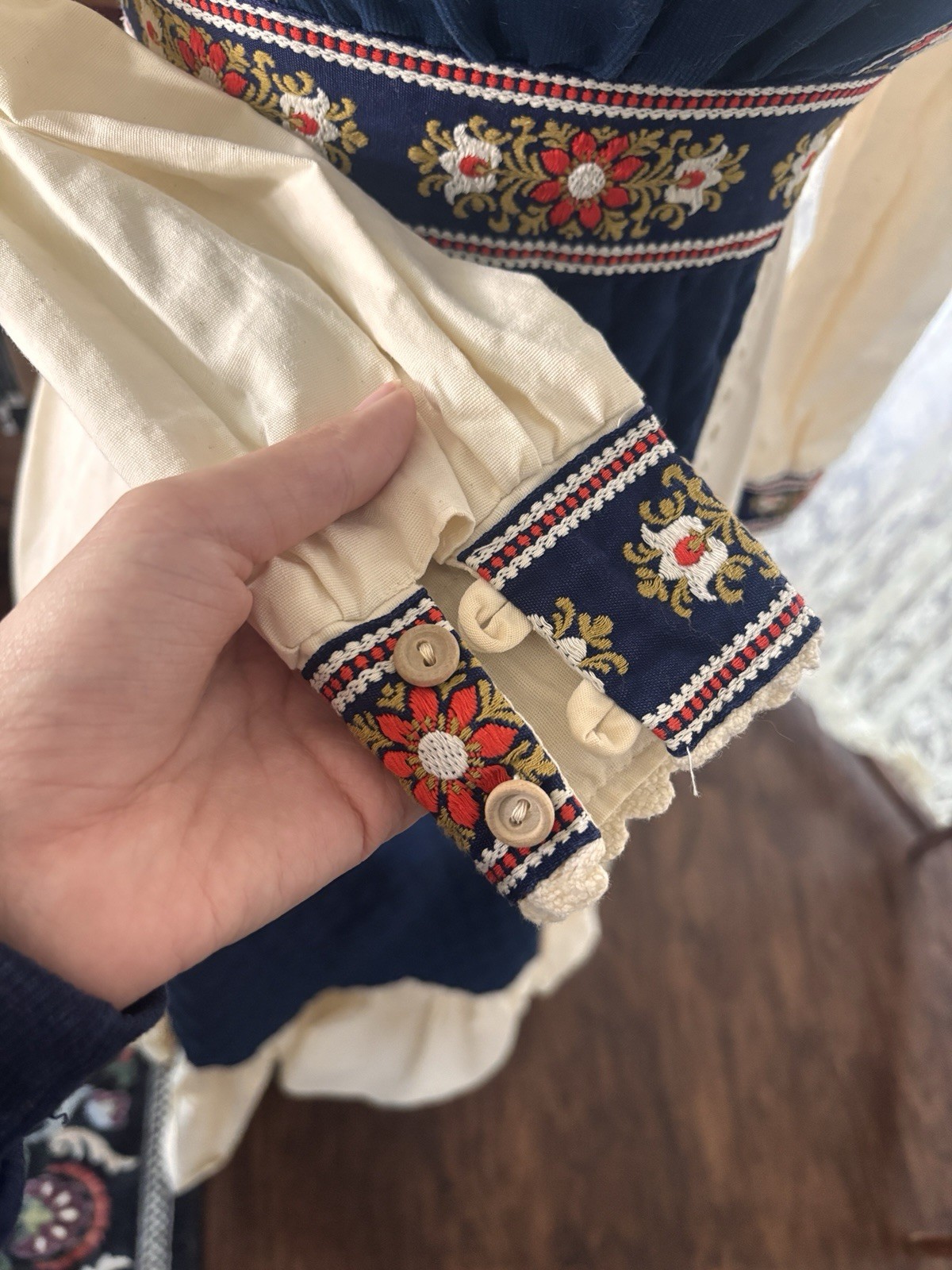 Gunne Sax by Jessica Beige Quilted Cotton Renaissance Revival Prairie Dress
