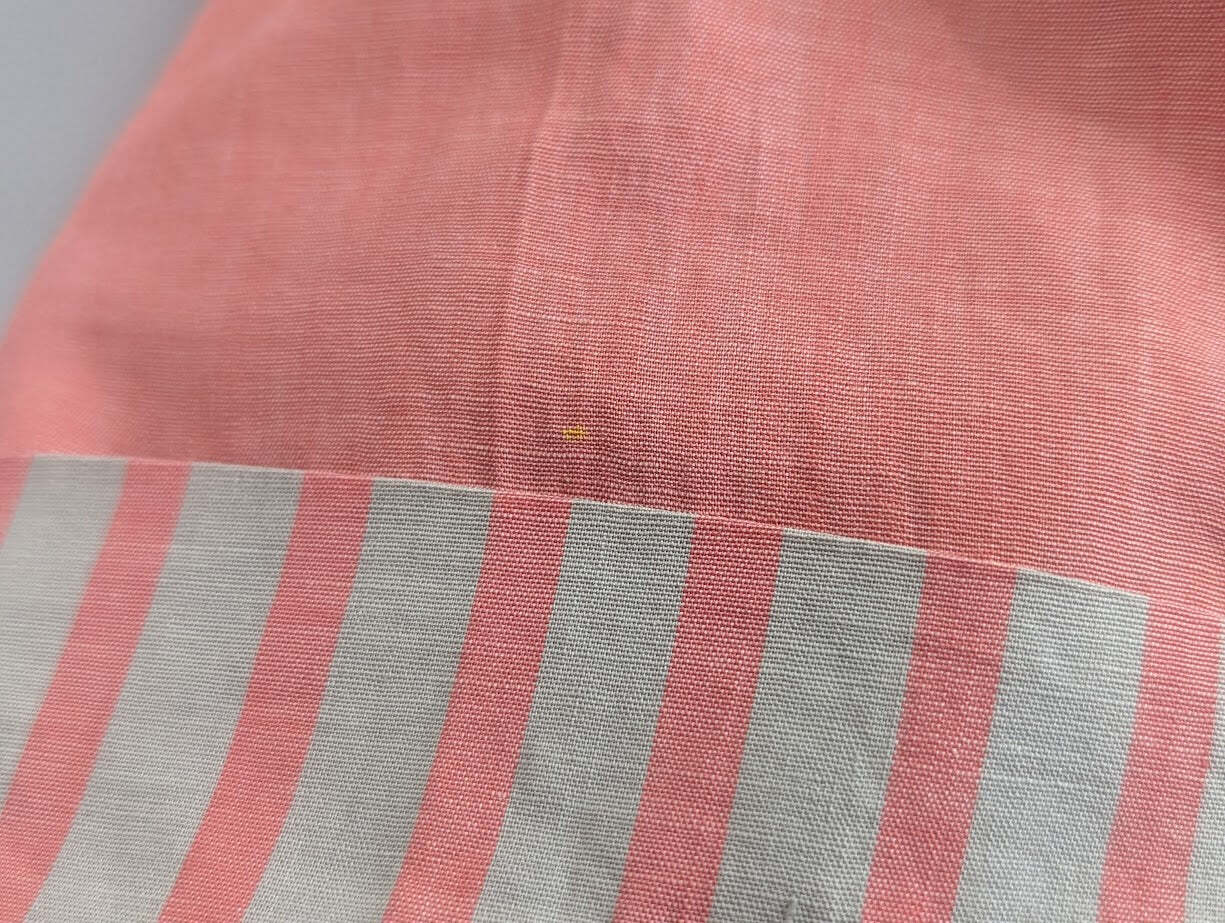 Vintage 1950s Pink Wrap Dress Gray Stripe Trim Jay Ann (B-39″ W-26″-30″ H-38″)