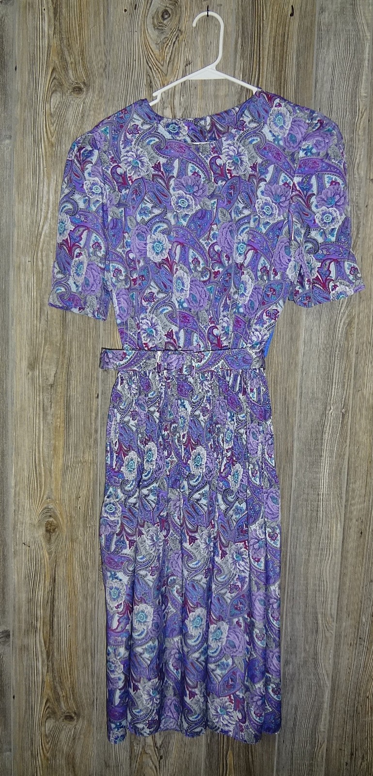 Vintage Lucy Pellini Purple & White Paisley Floral Print Blouson Dress Size 16