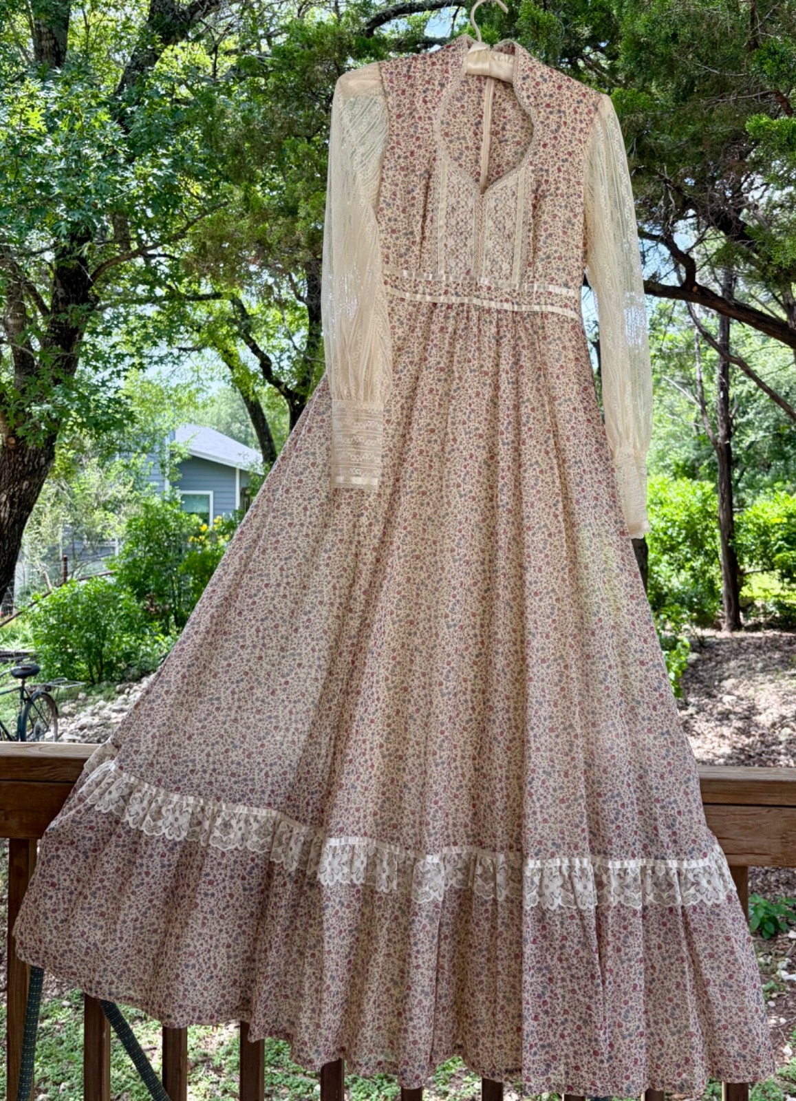 Gunne Sax Dress Floral Lace Long Prairie Boho Cottage Core
