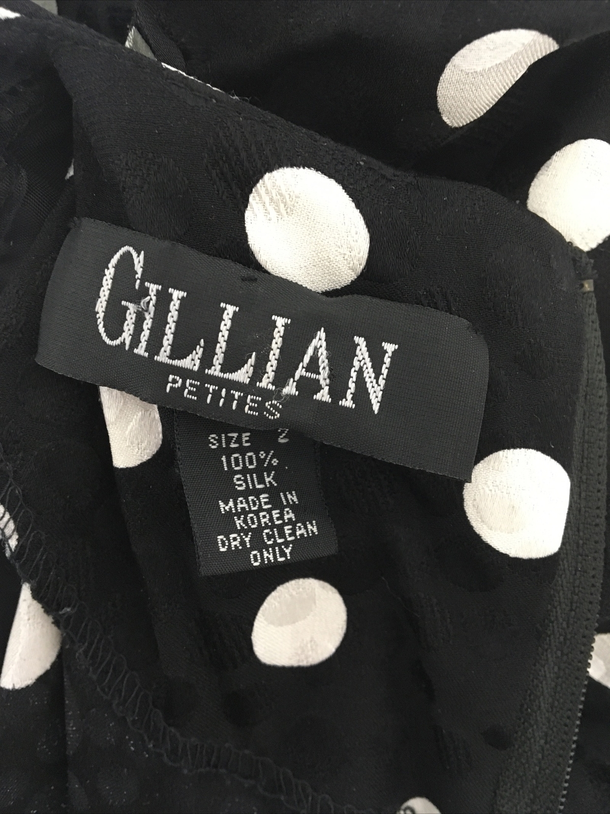 Vtg 80s Gillian Ruffle Blouson Dress Polka Dot Silk Drop Waist Cocktail sz 2