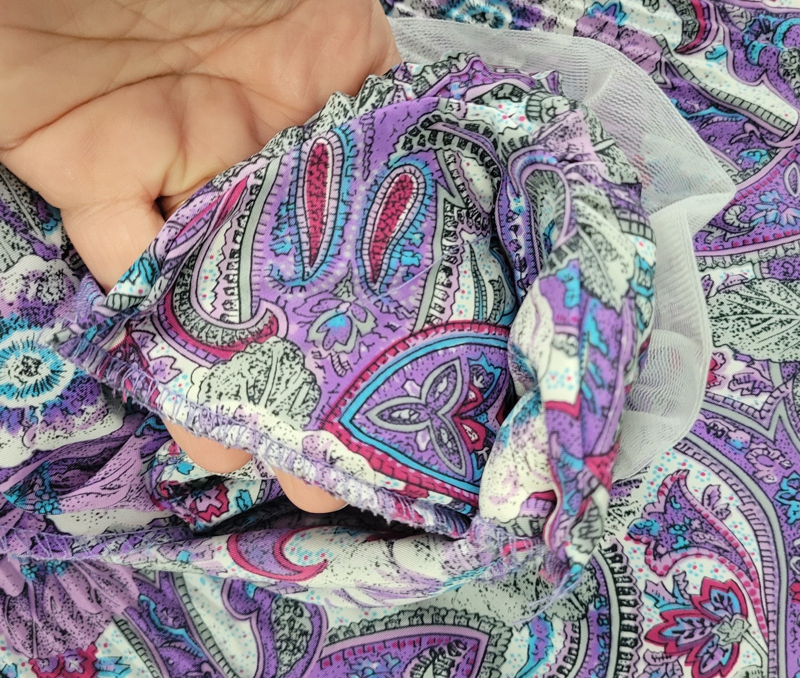Vintage Lucy Pellini Purple & White Paisley Floral Print Blouson Dress Size 14 T