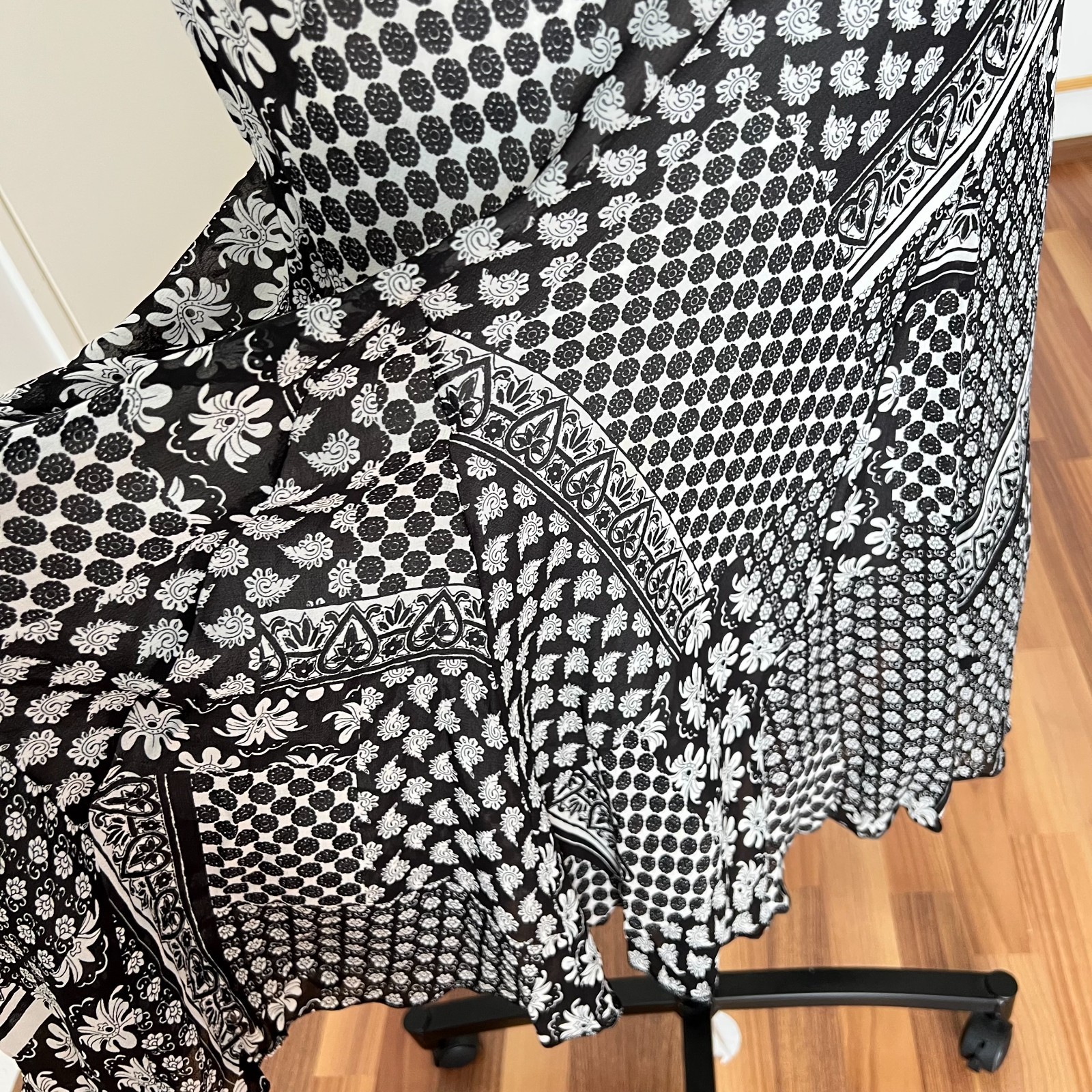 90s Bias Cut Graphic Print Midi Dress Y2K Flutter Sleeve V Neck Fairy Whimsygoth