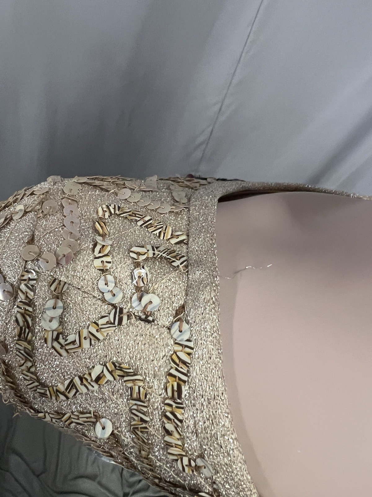 1960’s E Cramer Full Length Sequin Dress In Taupe, Gold & Dark Brown