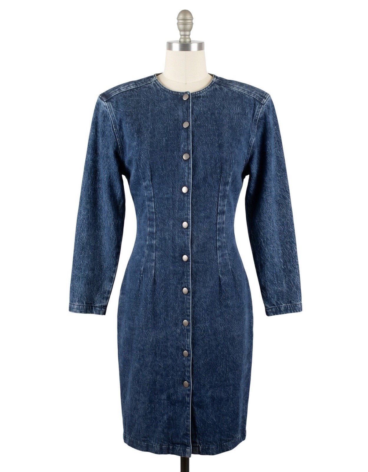 Vintage 90s Denim Long Sleeve Dress Size 7 USA Made Y2K Western Cowgirl
