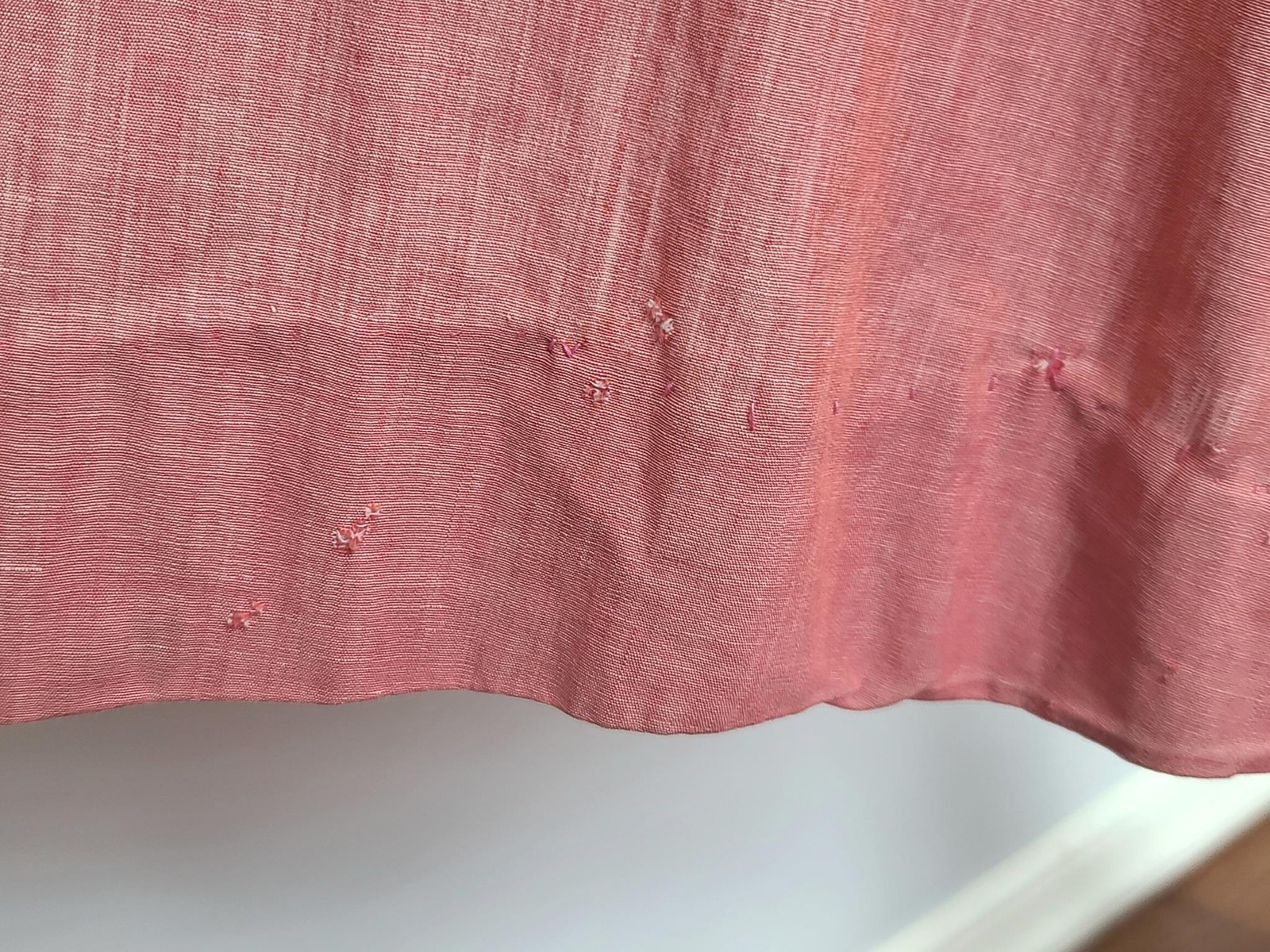 Vintage 1950s Pink Wrap Dress Gray Stripe Trim Jay Ann (B-39″ W-26″-30″ H-38″)