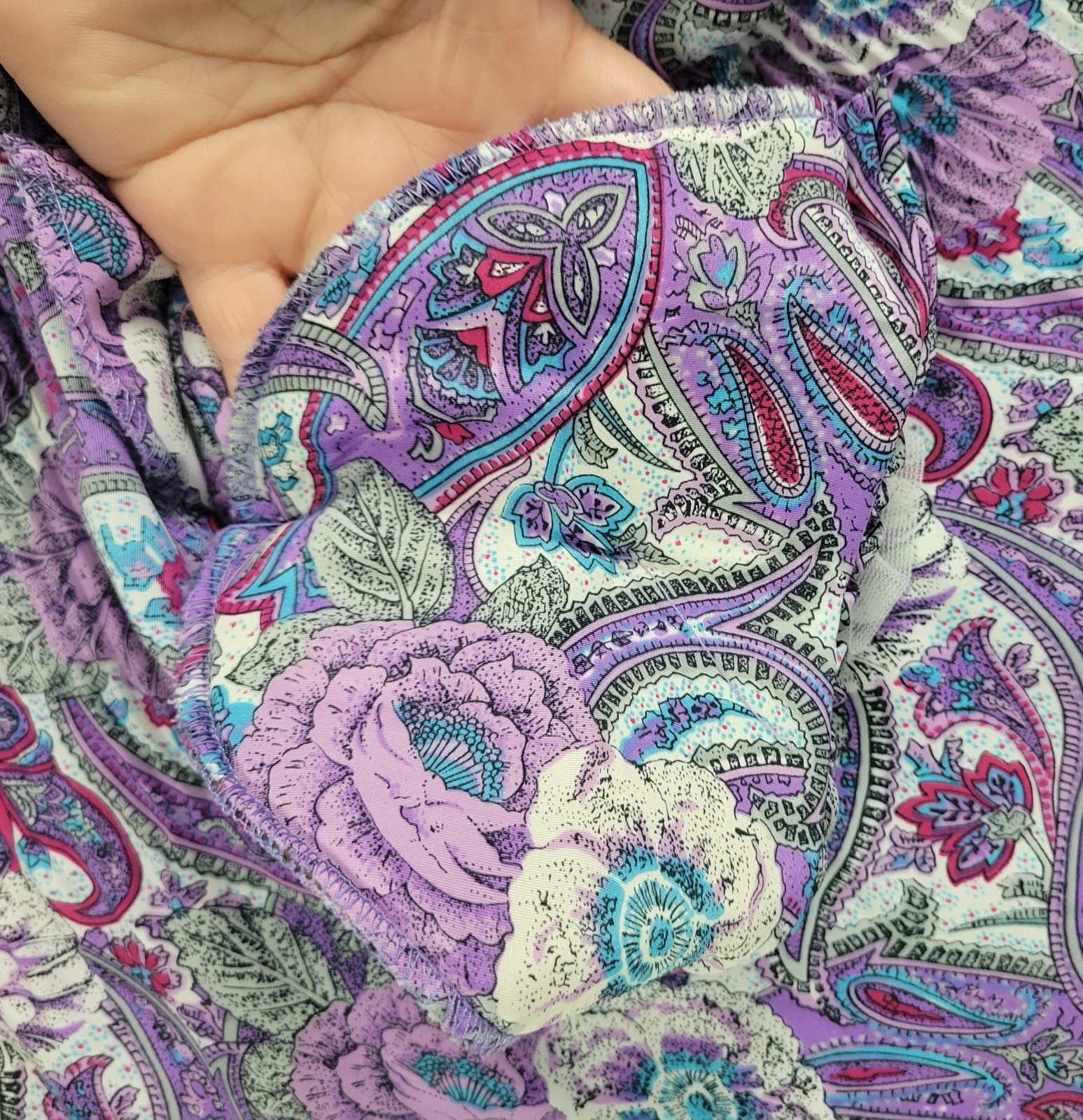 Vintage Lucy Pellini Purple & White Paisley Floral Print Blouson Dress Size 14 T