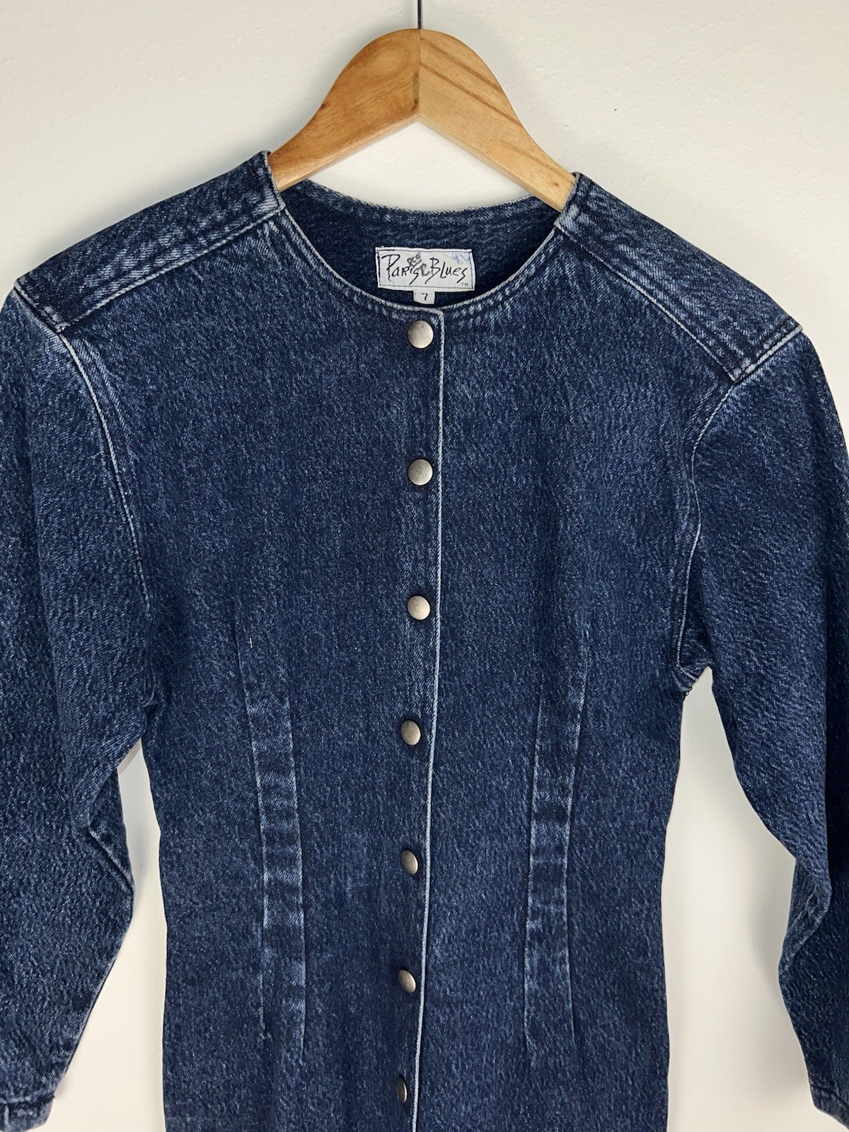 Vintage 90s Denim Long Sleeve Dress Size 7 USA Made Y2K Western Cowgirl