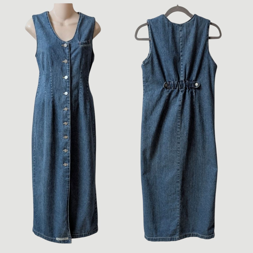 Vintage 90’s LUA American Tradition Denim Jean Maxi Dress Every Mile A Thrill 8