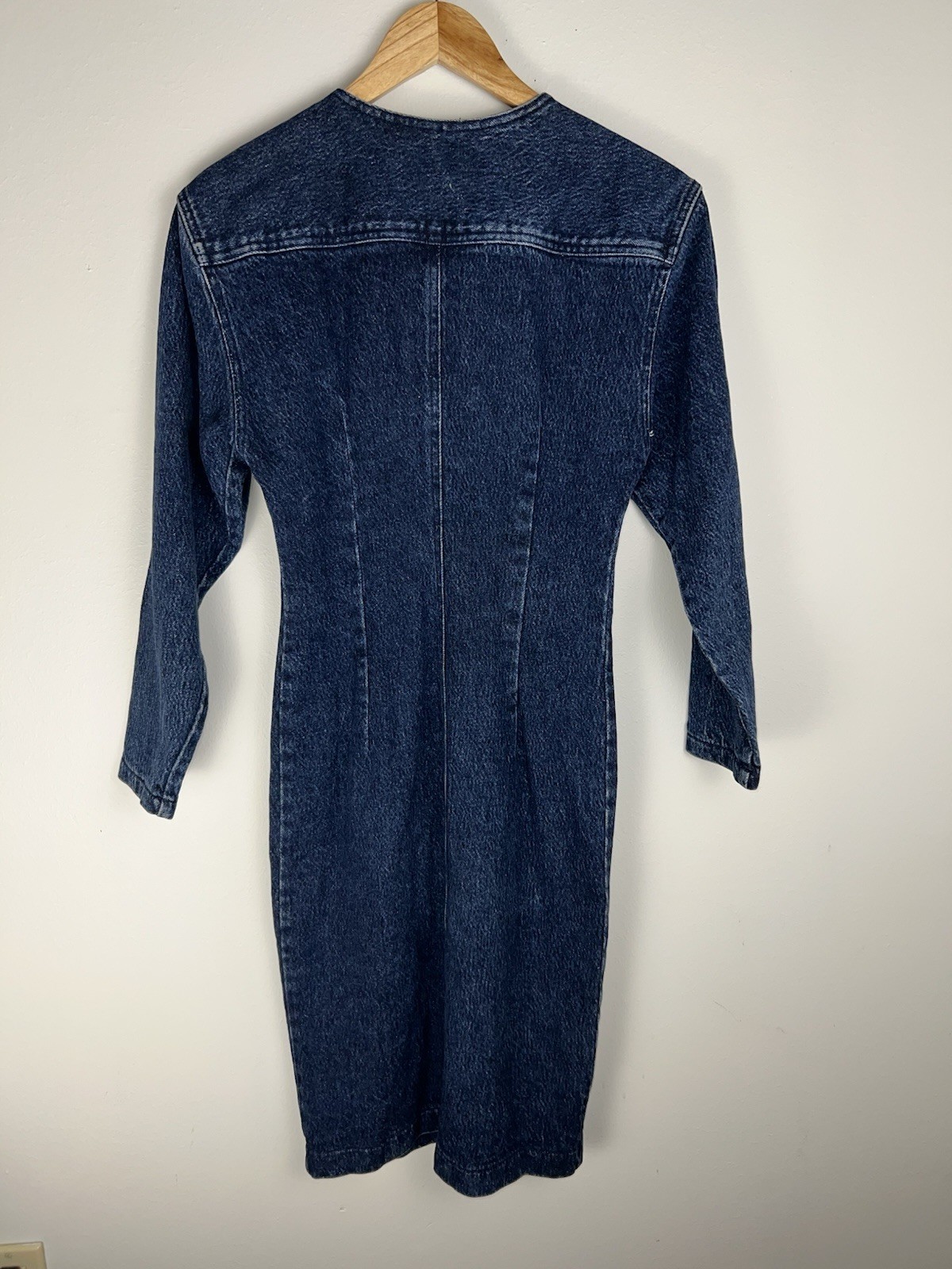 Vintage 90s Denim Long Sleeve Dress Size 7 USA Made Y2K Western Cowgirl