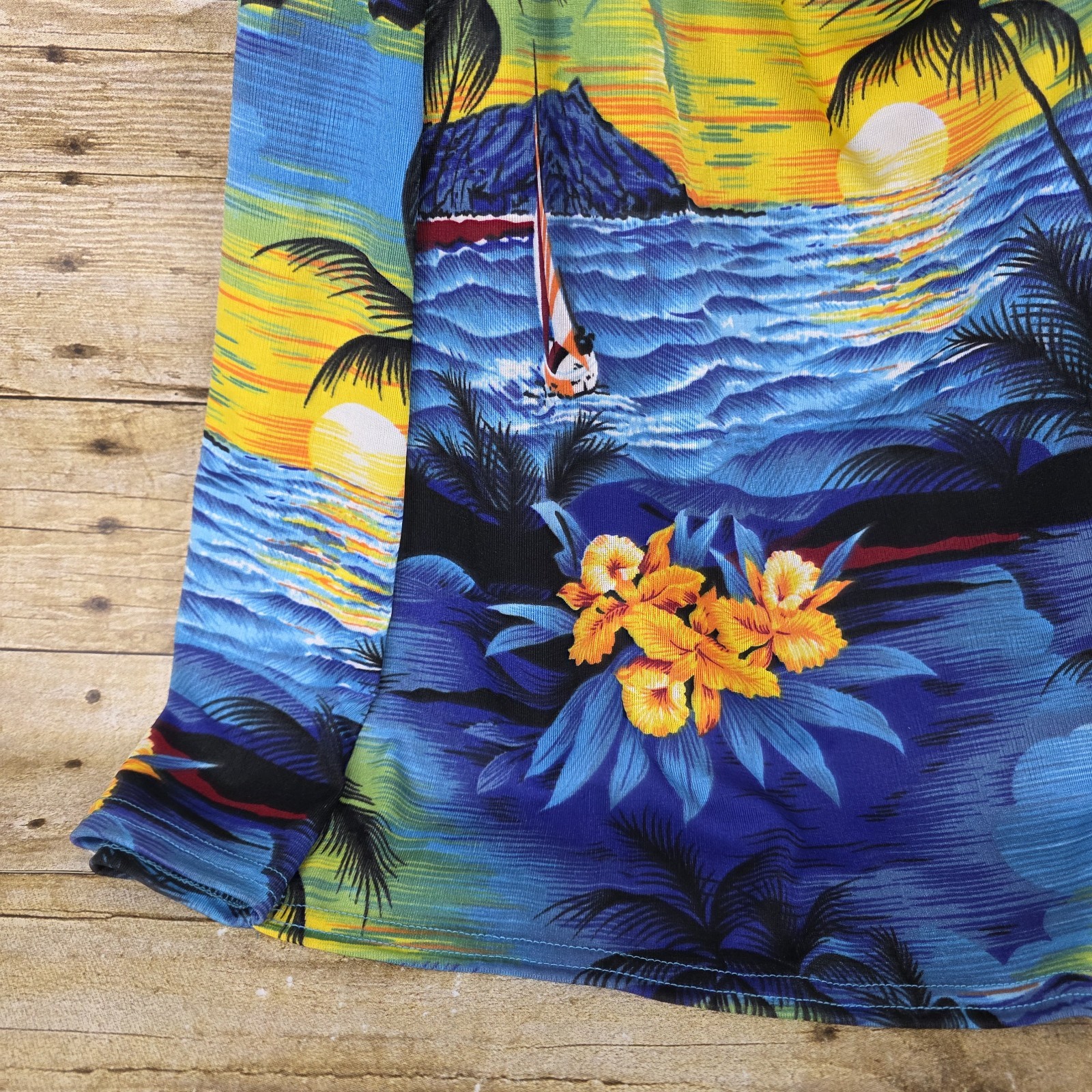 Vtg Jananas Tropical Wrap Dress Womens Sz L Summer Beach Tie Hawaiian Floral USA