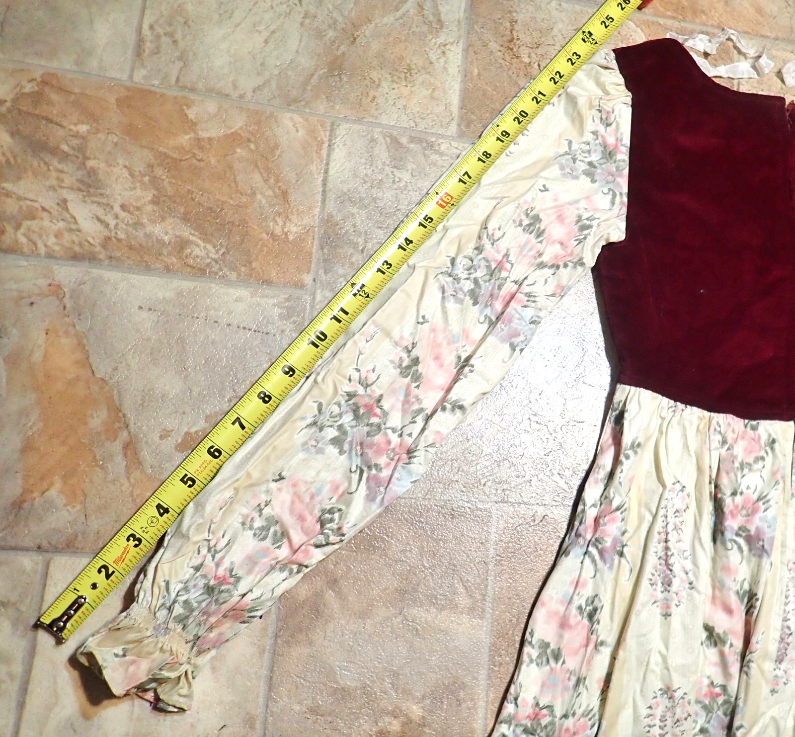 Vintage 70s ACT I New York Boho Prairie Dress Velvet Corset Calico Floral XXS/XS