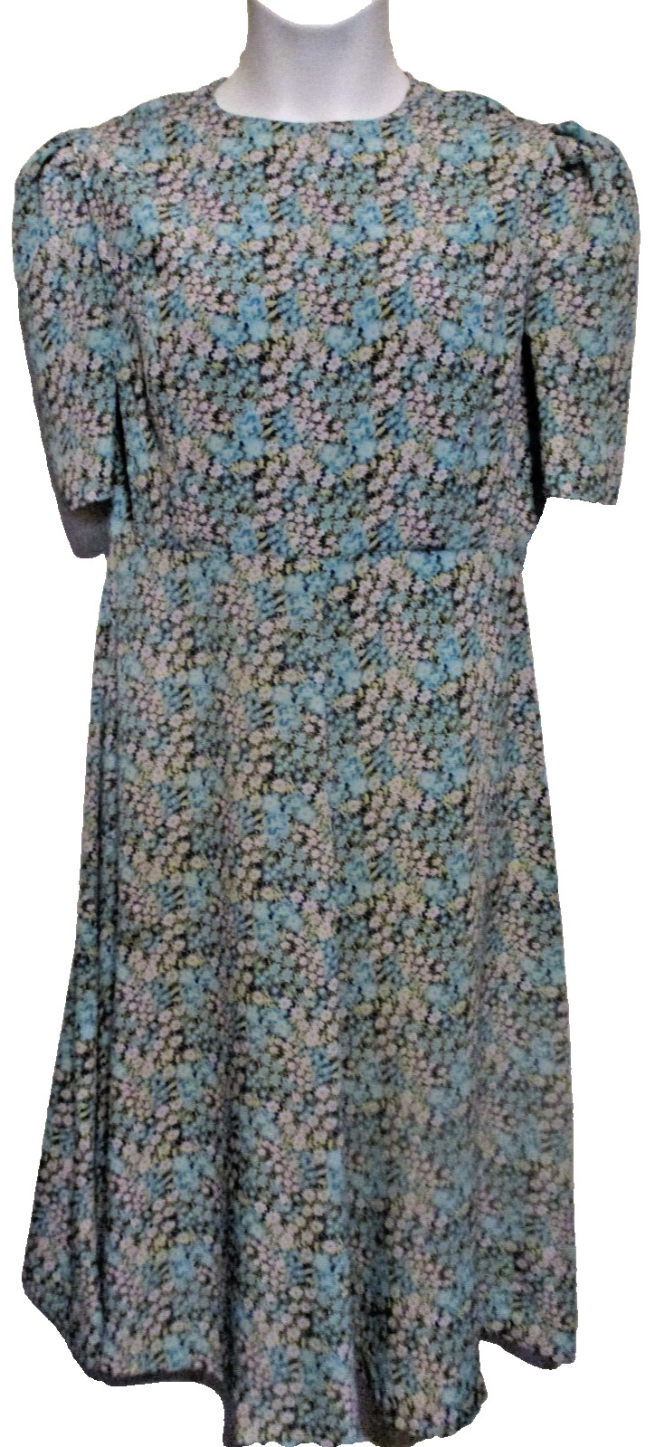 “Amish Mennonite Cape Dress 44” Bust to 34” Waist Modest Handmade Blue Pink EUC