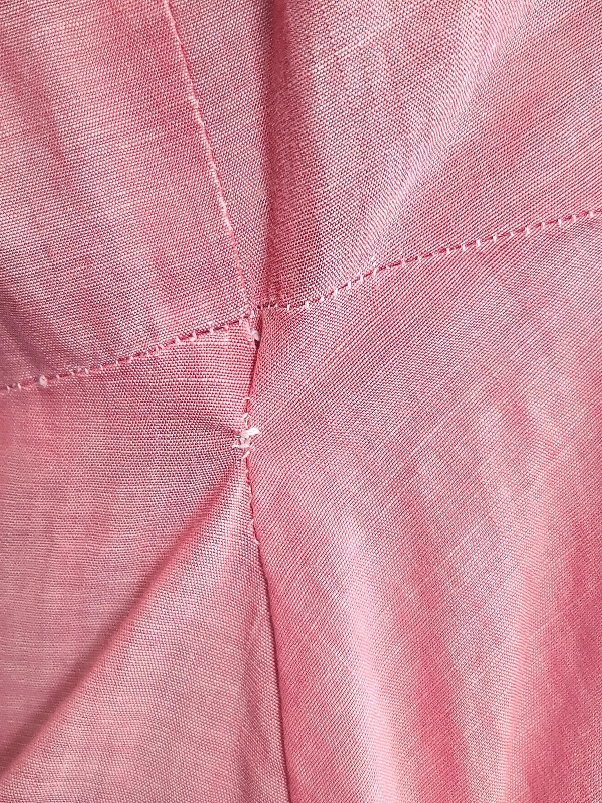 Vintage 1950s Pink Wrap Dress Gray Stripe Trim Jay Ann (B-39″ W-26″-30″ H-38″)