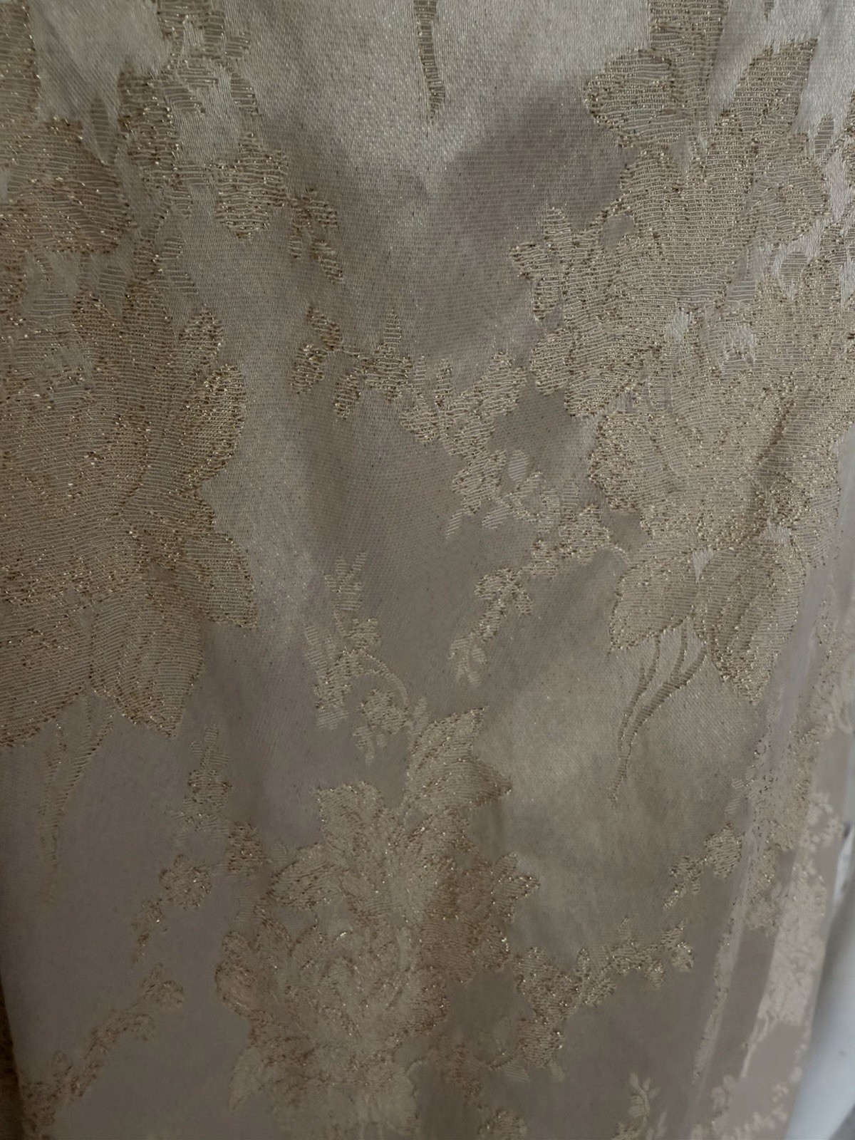 Vintage Dollar Ivory Gold Brocade Formal Dress Shawl Prom Wedding Gown Large USA